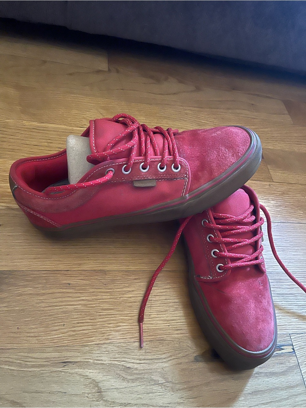 Vans Red Suede Low-Top Sneakers